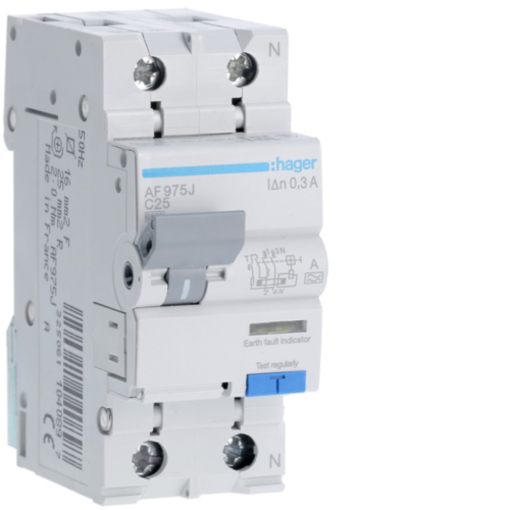 Hager FI-LS 1P+N 6kA C-25A 300mA Typ A AF975J