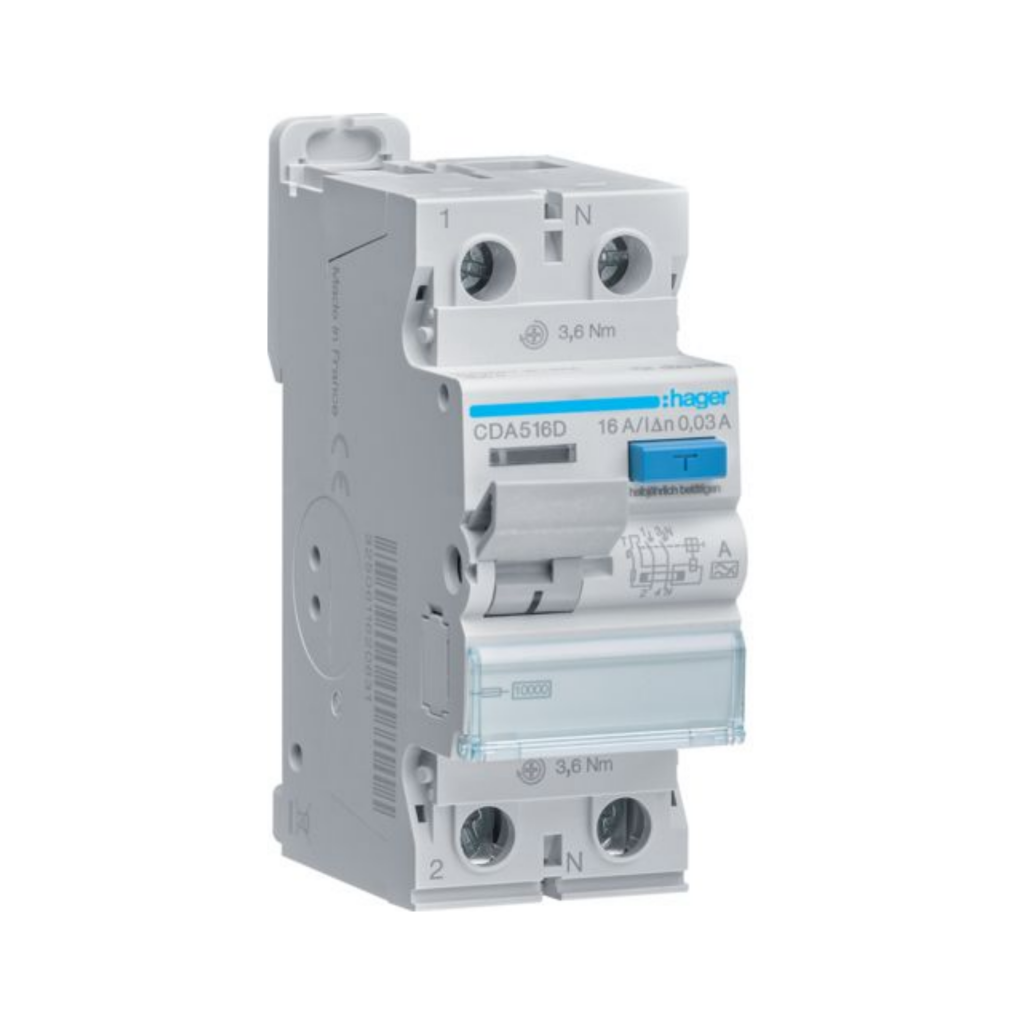 Hager CDA516D FI-Schutzschalter 2-polig 10kA 16A 30mA Typ A 