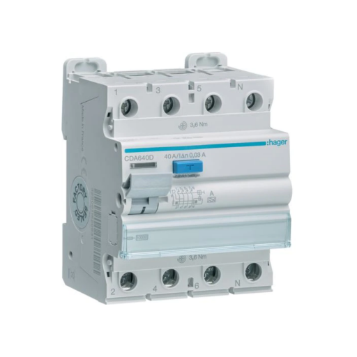 Hager CDA640D FI-Schutzschalter 4-polig 10kA 40A 30mA Typ A 