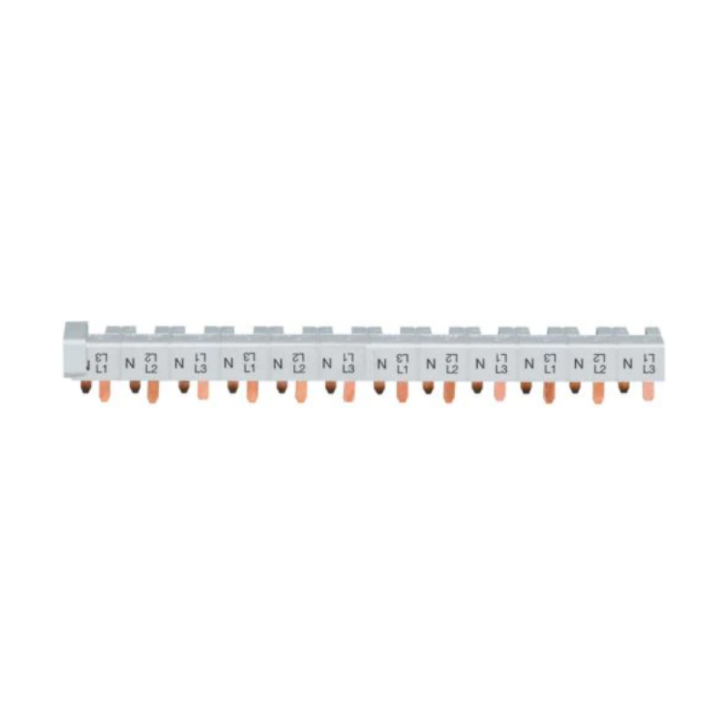 Busbar 4P 63A 10mm² pin connection KBN663A 12M for 1P+N MCB Hager