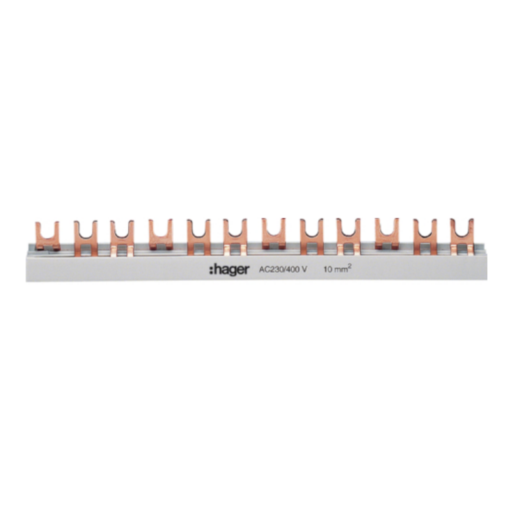Hager KDN363B Phasenschiene 3 polig mit Gabelanschluss 10mm² 63A 57 Module