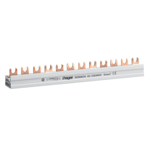 Busbar 4P 63A fork 10mm² 12M KDN463A Hager