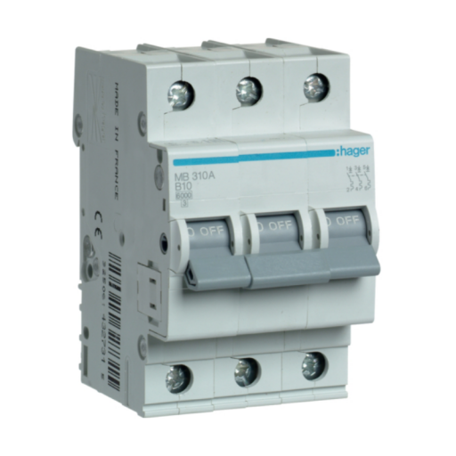 MCB 3P 6kA B-10A 3M MB310A Hager