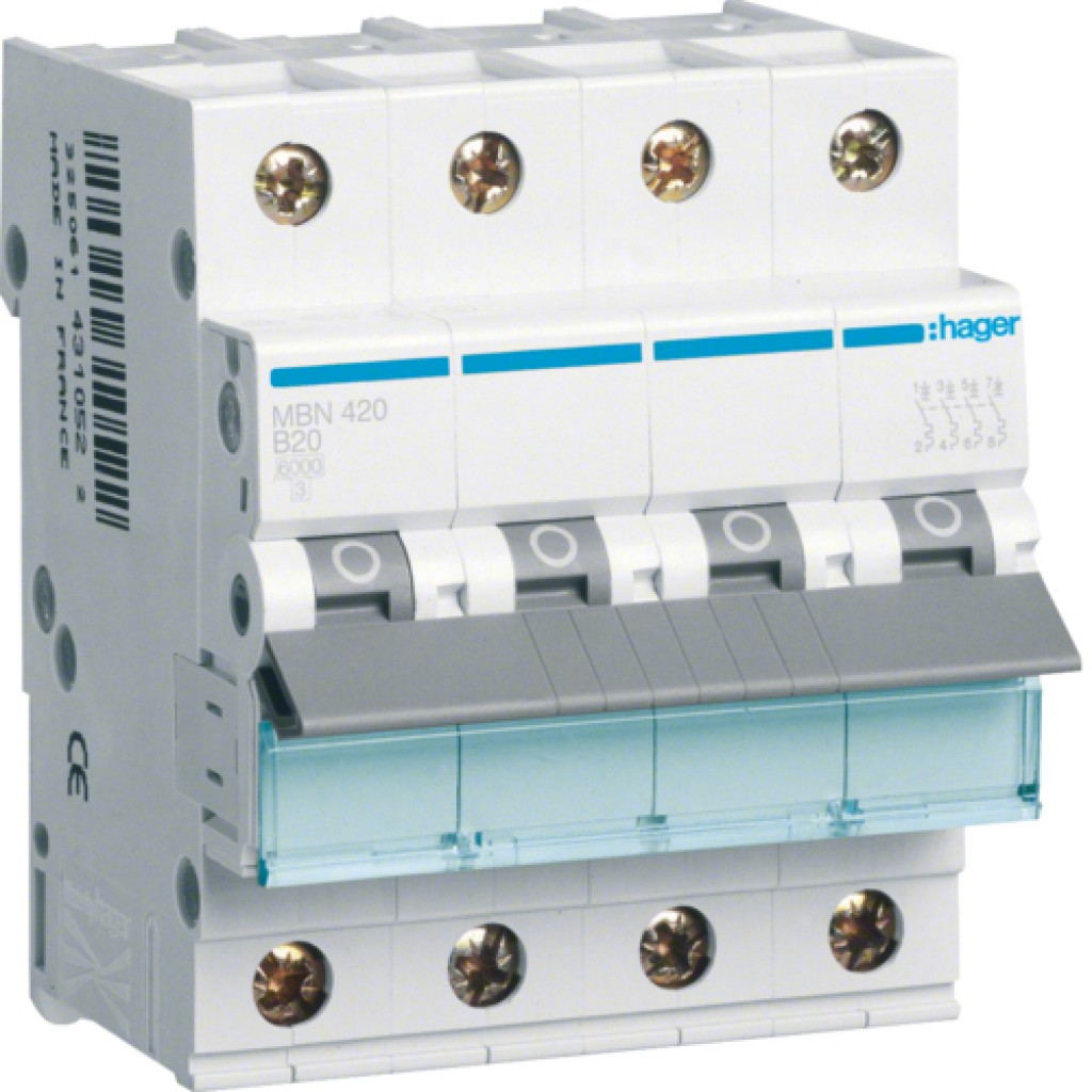 Hager MBN420 LS-Schalter 4 polig 6kA B-20A 2M 