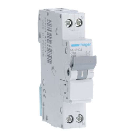 MCB 1P+N 4.5kA C-10A 1M MJ510J Hager