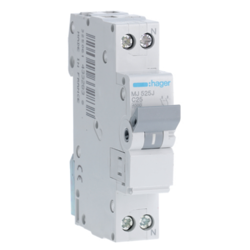 MCB 1P+N 4.5kA C-25A 1M MJ525J Hager