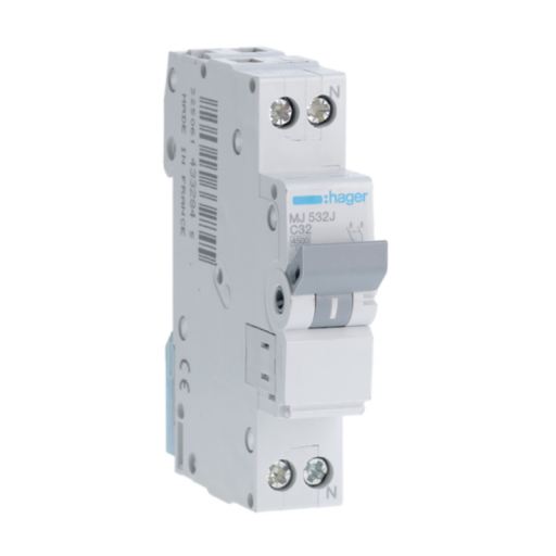 MCB 1P+N 4.5kA C-32A 1M MJ532 Hager