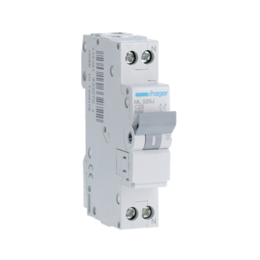 Hager ML525J LS-Schalter 1P+N 6kA C-25A 1M 