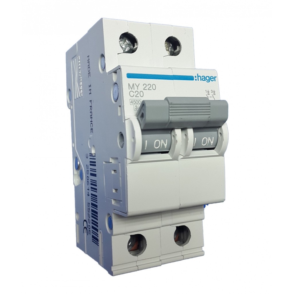 Hager MY220 LS-Schalter 2 polig 4.5kA C-20A 2M