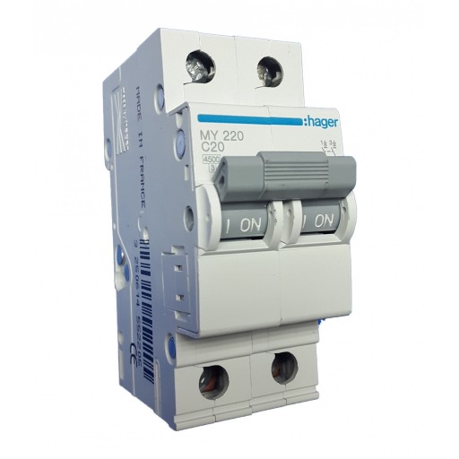 MCB 2P 4.5kA C-20A 2M MY220 Hager