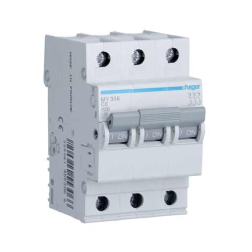 MCB 3P 4.5kA C-6A 3M MY306 Hager