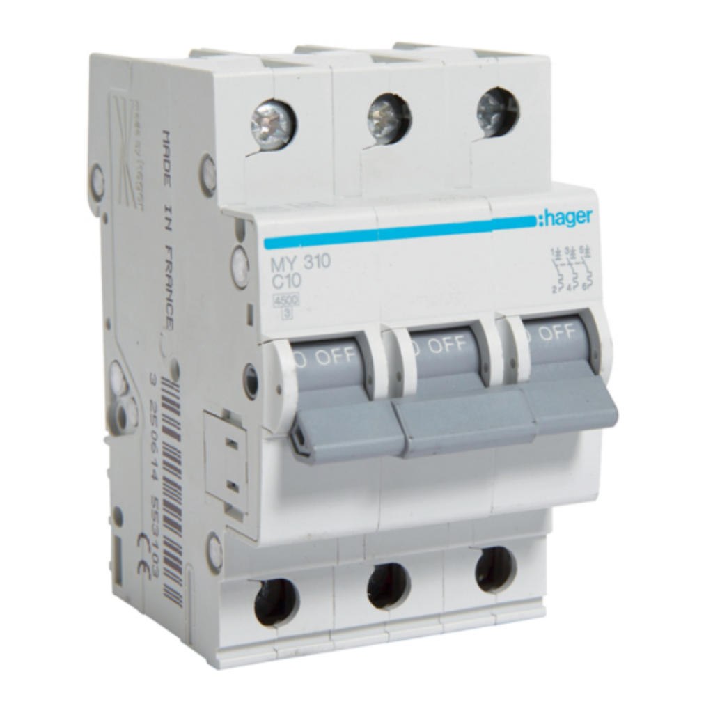 Hager MY310 LS-Schalter 3 polig 4.5kA C-10A 3M 