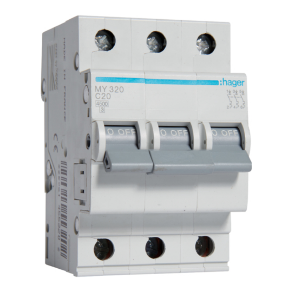 Hager MY320 LS-Schalter 3 polig 4.5kA C-20A 3M 