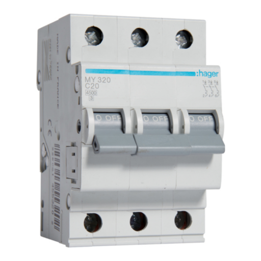 MCB 3P 4.5kA C-20A 3M MY320 Hager