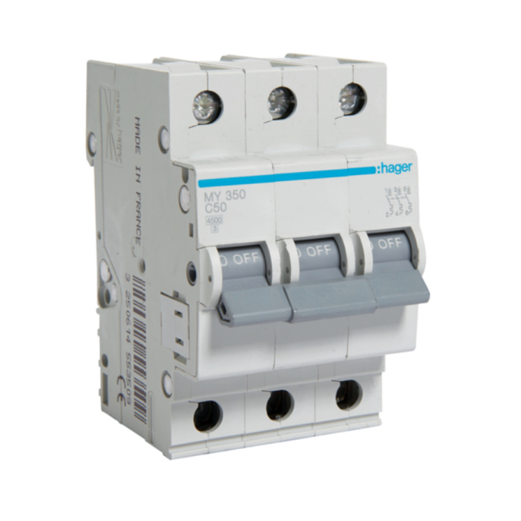 Hager MY350 LS-Schalter 3 polig 4.5kA C-50A 3M 