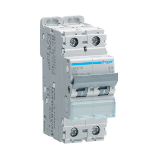 MCB 2P 10kA B-10A 2M NBN210 Hager