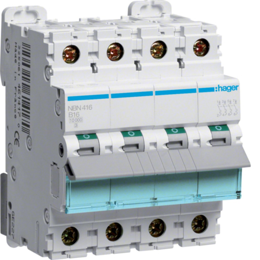 Hager NBN416 LS-Schalter 4 polig 10kA B-16A 4M 