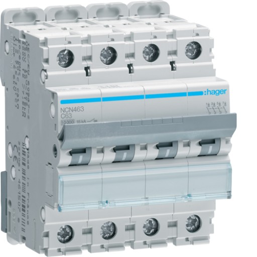 MCB 4P 10kA C-63A 4M NCN463 Hager