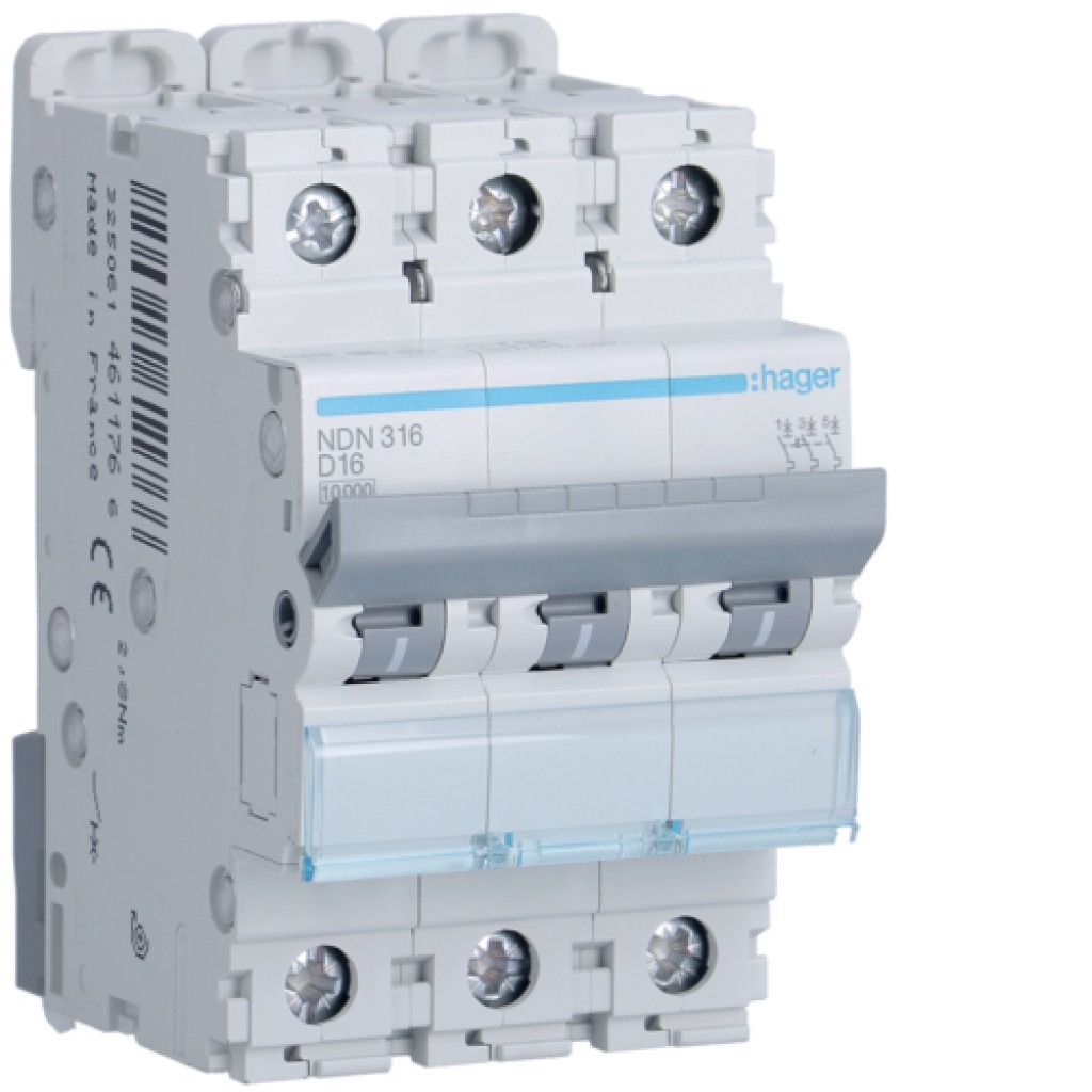 Hager NDN316 LS-Schalter 3 polig 10kA D-16A 3M 