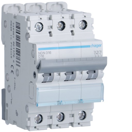Hager NDN316 LS-Schalter 3 polig 10kA D-16A 3M 