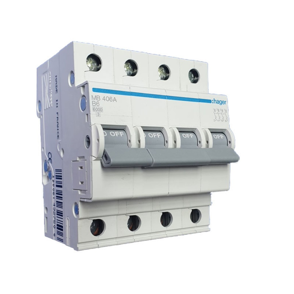 Hager MB406A LS-Schalter 4 polig 6kA B-6A 4M