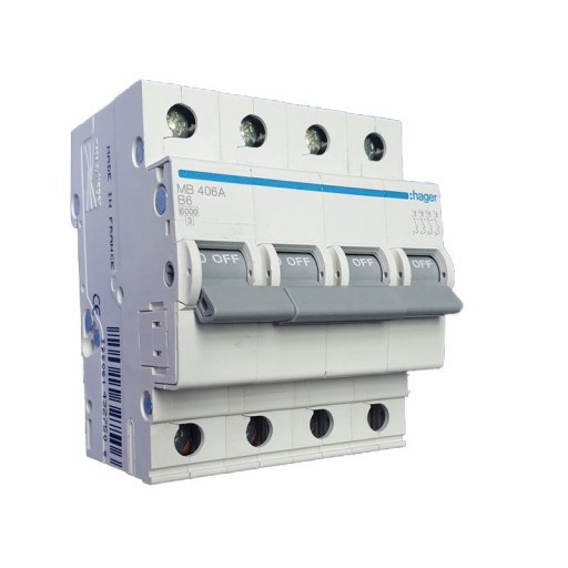 Hager MB406A LS-Schalter 4 polig 6kA B-6A 4M
