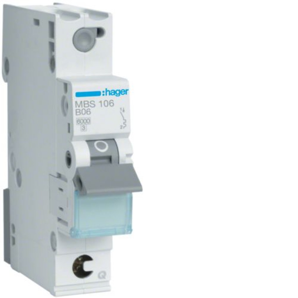 Hager MBS106 LS-Schalter 1 polig 6kA B-6A 1M QC 