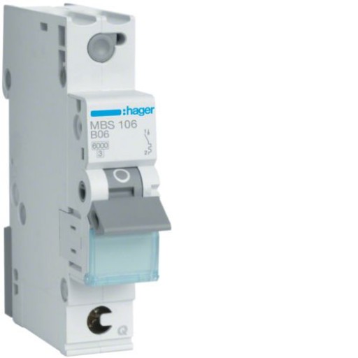 MCB 1P 6kA B-6A 1M QC MBS106 Hager