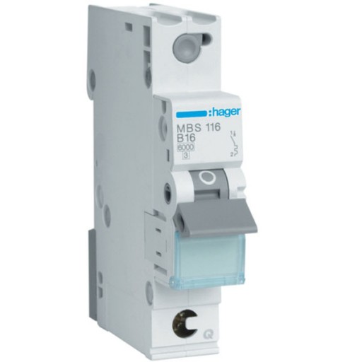 MCB 1P 6kA B-16A 1M QC MBS116 Hager