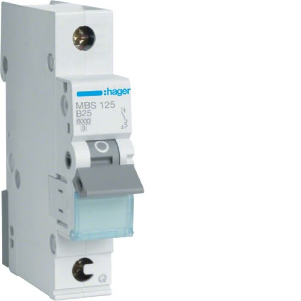 Hager MBS125 LS-Schalter 1 polig 6kA B-25A 1M QC 