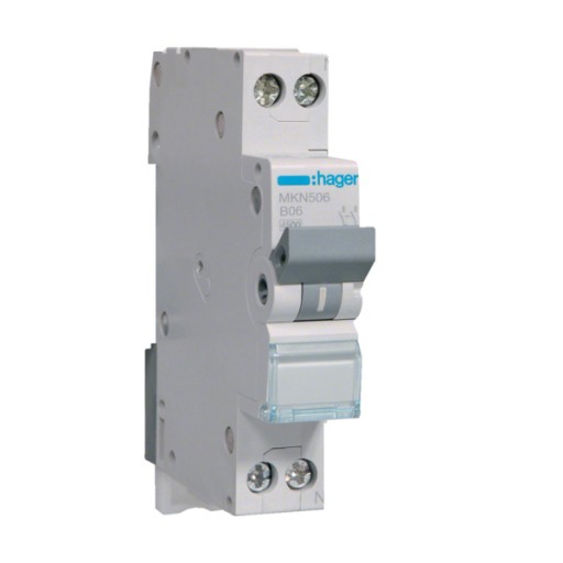 MCB 1P+N 6kA B-6A 1M MKN506 Hager