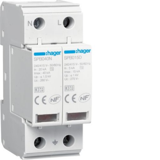 Surge Protection Device 2P T2 TNS/TT Uc 275V In 5kA Imax 15kA SPB215D