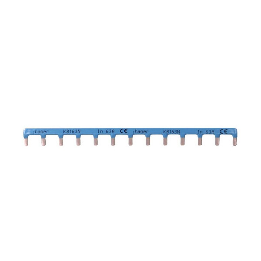 Busbar 1P 63A 10mm² pin connection KB163N 13M blue Hager 