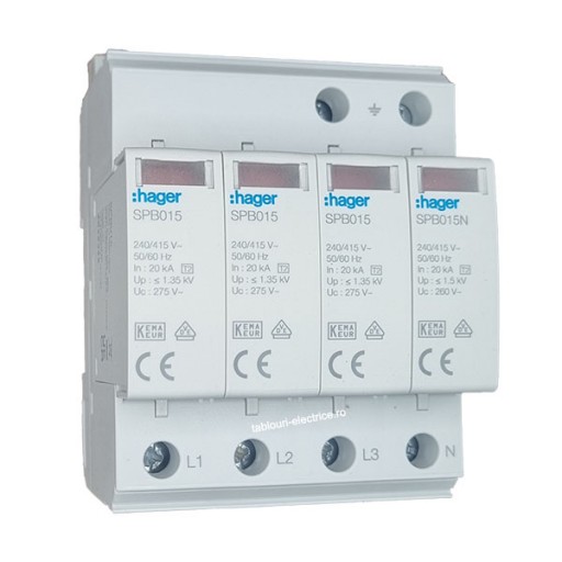 Surge Protection Device 4P T2 TNS/TT Uc 275V In 5kA Imax 20kA SPB415