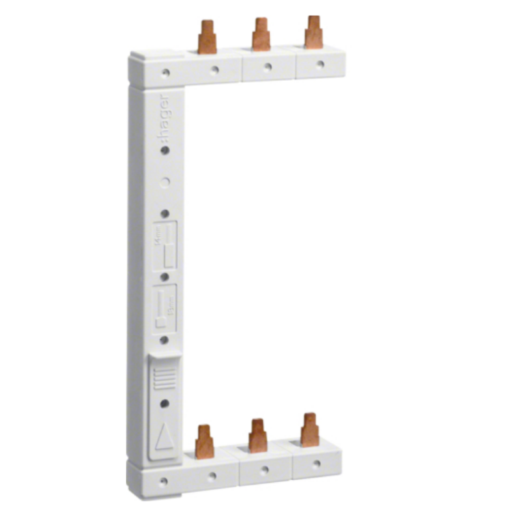 Hager KCL363L Phasenschiene 3-polig, 2-reihig 125mm, links, vertikal KCL363L