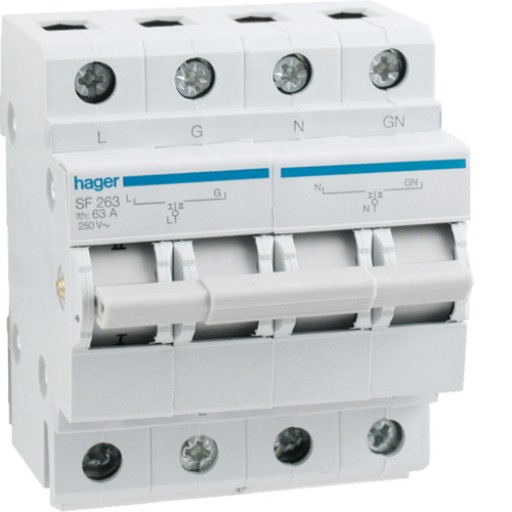 2-pole Changeover Switch 63A I-O-II SF263 Hager