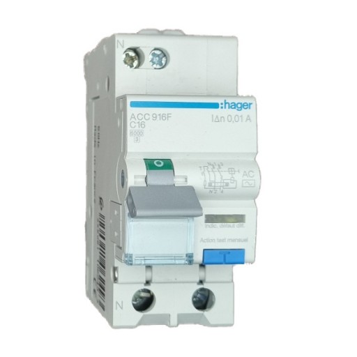 RCBO 1P+N 6kA C-16A 10mA AC Class ACC916F Hager