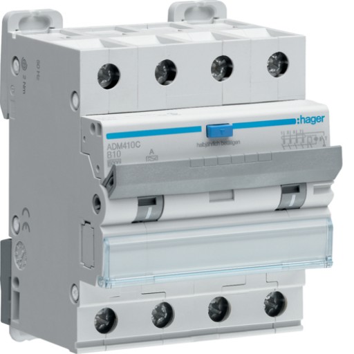 RCBO 4P 6kA B-10A 30mA A Class ADM410C Hager