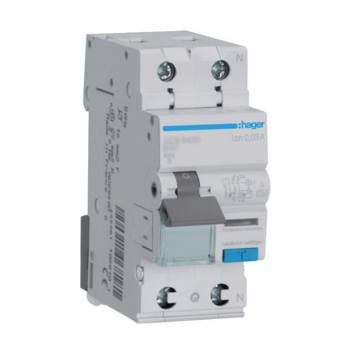 RCBO 1P+N 6kA B-25A 30mA A Class ADS925D  Hager
