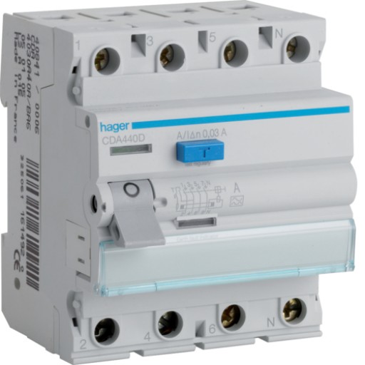 Hager CDA440D FI-Schutzschalter 4-polig 6kA 40A 30mA Typ A 