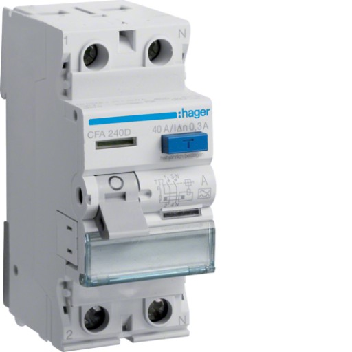 RCCB 2P 40A 300mA 6kA A Class CFA240D Hager