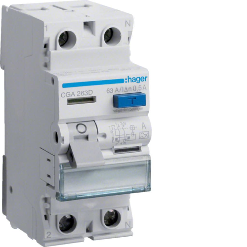 Hager CGA263D FI-Schutzschalter 2-polig 6kA 63A 500mA Typ A 
