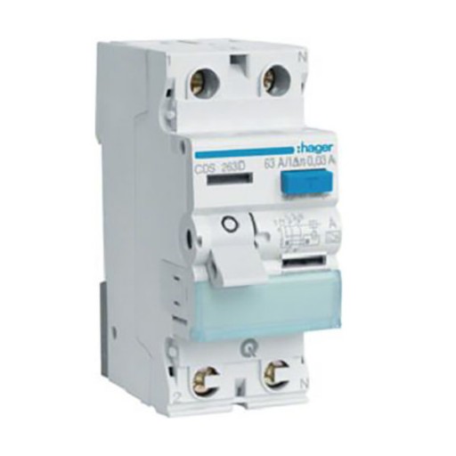 RCCB 1P+N 63A 30mA 6kA QC A Class CDS263D Hager