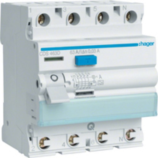 Hager CDS463D FI-Schutzschalter 4-polig 6kA 63A 30mA Typ A QC 