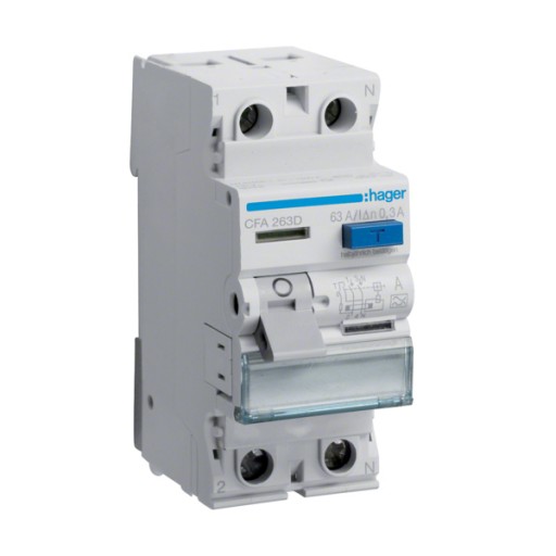  RCCB 1P+N 63A 300mA 6kA A Class CFA263D Hager