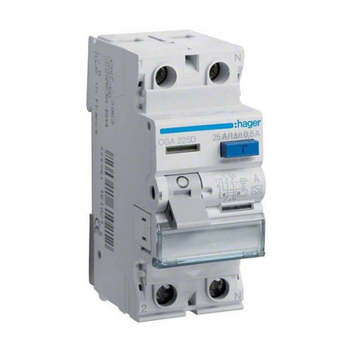 RCCB 2P 25A 500mA 6kA A Class CGA225D Hager