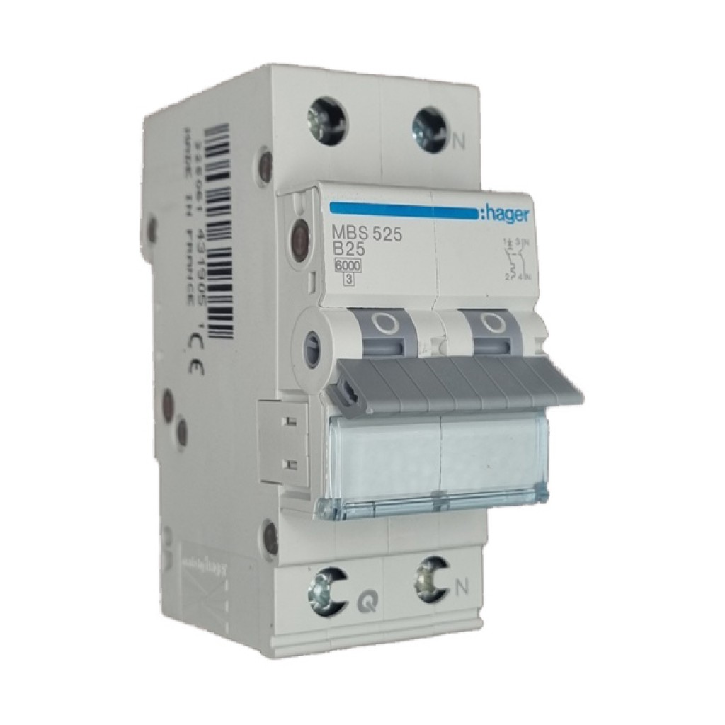 Hager MBS525 LS-Schalter 1P+N 6kA B-25A 2M QC 