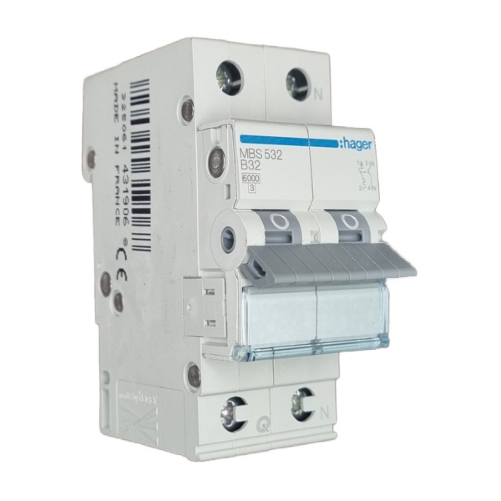 Hager MBS532 LS-Schalter 1P+N 6kA B-32A 2M QC 