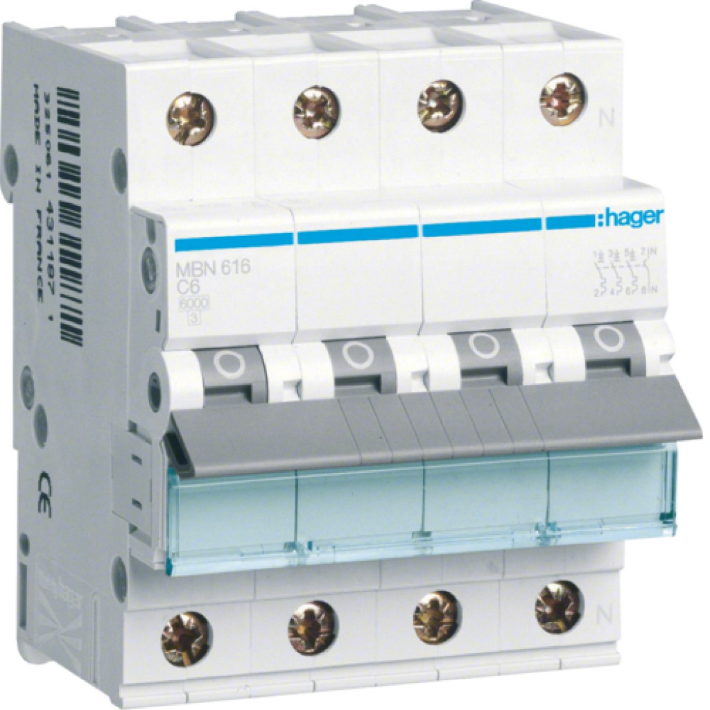 Hager MBN616 LS-Schalter 3P+N 6kA B-16A 4M 