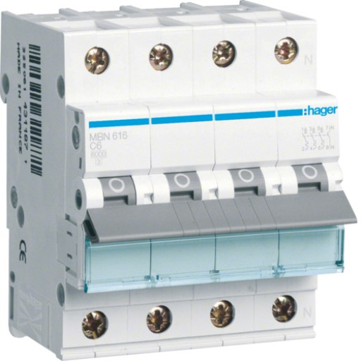 Hager MBN616 LS-Schalter 3P+N 6kA B-16A 4M 